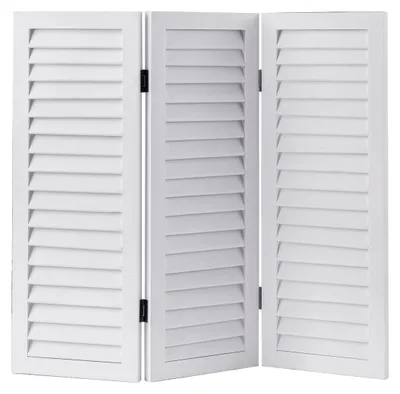 Imagen del producto de Pantalla divisoria de ambientes, modelo corto, de 3 paneles, color blanco, para uso en interiores