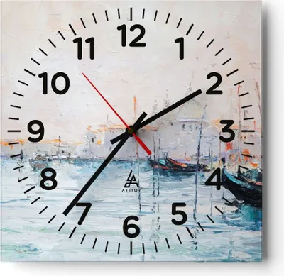 Produktbild von Wanduhr - Quadrat - Glasuhr - Venedig Basilika - 40x40cm - Schleichendes Uhrwerk - Lautlos - zum Aufhängen bereit - Dekoration Modern - Wanddekoration aus Glas - C4AC40x40-3662