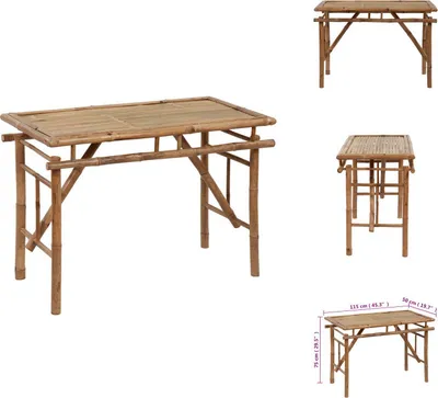 Obrázok produktu pre vidaXL Skladací záhradný stôl 115x50x75 cm bambus - Záhradné stoly