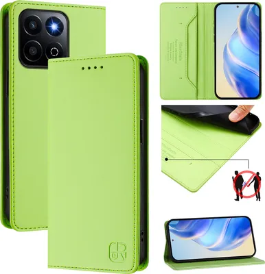 Produktbild von Lederhülle für Honor 200 Smart Hülle Flip Brieftasche Kartenfächern Ständer Schutzhülle Grün