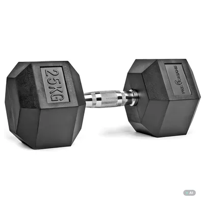 Obrázek produktu pro Činka 25 kg, šestihranná činka, gumový povrch, tělocvičné činky pro silový trénink, domácí, cvičení, fitness