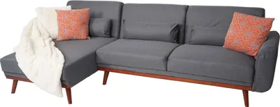Obrázek produktu pro Pohovka HWC-J20, Pohovka rohová, tvar L, 3místná rozkládací plocha s funkcí spánku látka/textil 280cm  antracitově šedá