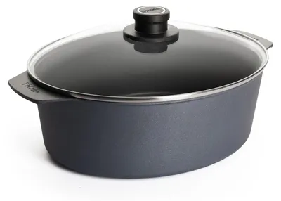 Productafbeelding van Gietijzeren braadpan met glazen deksel - 31 x 26 cm
