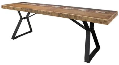 Immagine prodotto di MASSIVMOEBEL24 | INDUSTRIAL #14 Panca in legno riciclato e ferro - laccato multicolore 150x40x45