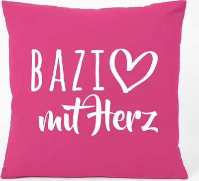 Produktbild von Huuraa Kissen Bazi mit Herz 40x40cm mit Füllung Fuchsia Baumwolle Dekokissen Geschenkidee