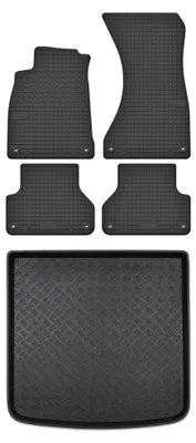 Image de Tapis en caoutchouc + bac de coffre pour Audi A4 B9 2015-2024 (break) – 5 pièces, noirs, sur mesure