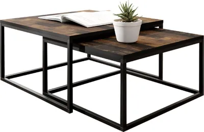 Produktbild von KIER FURNITURE LOFTI Couchtisch 2er Set Beistelltisch Tisch - Alter Stil