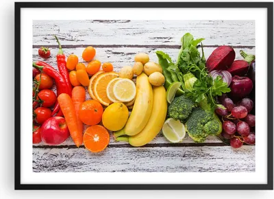 Produktbild von Gerahmtes Poster - Schwarzer Rahmen - Essen Gemüse Essen frisch - 70x50 cm - Wand Bild - Wanddeko - Wandbilder - Wandposter - Bilderrahmen - Bilder - Kunstdruck - Wandbild - P2BAA70x50-2888