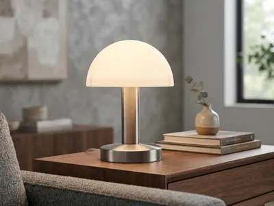 Produktbild von Kleine Tischlampe mit Glas Lampenschirm, Nachttischlampe touch dimmbar Höhe 21cm