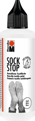 Produktbild von Marabu gummiartige Textilfarbe, weiß, 90 ml, rutschfest, wasserbasiert, latexfrei, geruchsneutral, waschbar, für helle und dunkle Textilien (max. 20% Kunstfaseranteil), Flasche mit dünner Öffnung