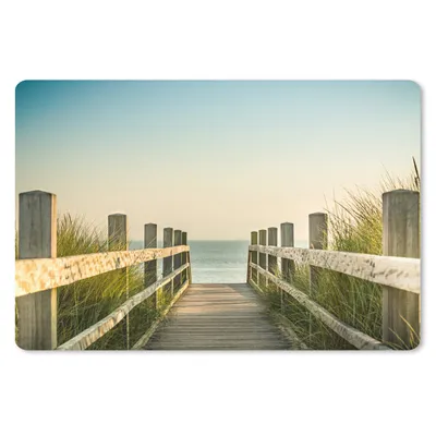 Produktbild von MuchoWow® Schreibtischunterlage Zaun - Weg - Meer 60x40 cm - XXL Mauspad - Großes Mauspad