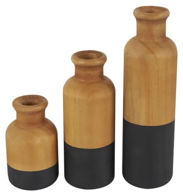 Dekovasen-Set aus Holz, 3 Stück, 25,4/20,3/12,7 cm, braun