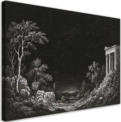 Immagine prodotto di Tela nera Paesaggio Architettura 90x60 Feeby Quadro nero per la parete pronto da appendere