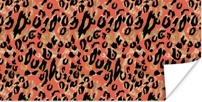 Produktbild von MuchoWow® Poster Pantherdruck - Rosa - Gold 120x60 cm - Bild