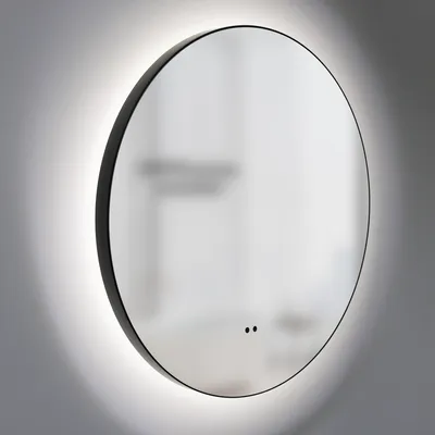 Zdjęcie produktu dla Okr?g?e lustro ?azienkowe z o?wietleniem TALOS LED VERONA Shine w matowej czerni Ø50 cm – Lustro z funkcj? czujnika Hand Wave – odpowiednie do pomieszcze? o podwy?szonej wilgotno?ci dzi?ki aluminiowej ramie