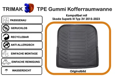Produktbild von Trimak Kofferraumwanne kompatibel mit Skoda Superb III Typ 3V 2015–2023