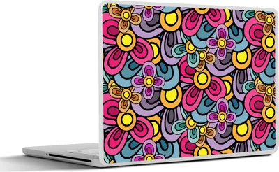 Produktbild von MuchoWow® Laptop Aufkleber Sticker Cover Diagramm - Hippie - Blumen - Lila 31x22.5 cm - Laptop-Deko