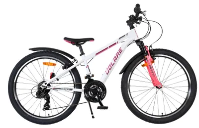 Productafbeelding van Volare XC Race Kinderfiets - 24 inch - Wit Roze - 21 versnellingen - Met gratis kabelslot