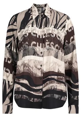 Produktbild von Betty Barclay Hemdbluse gemustert mit Knopfleiste, lässige Passform, Langarm, 68 cm Länge