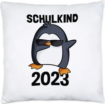Produktbild von Schulkind 2023 Kissen Inkl. Füllung Einschulung 1. Klasse Pinguin Dab Geschenkidee Grundschule Kindergarten Vorbei