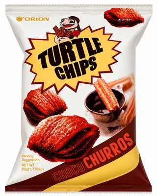 Produktbild von Orion Turtle Chips Choco Churros 80g, KI-generiertes Bild