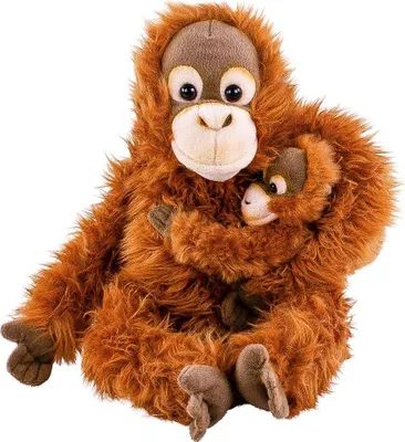 Produktbild von Kuscheltier Orang Utan Affe mit Baby 28 cm sitzend Uni-Toys