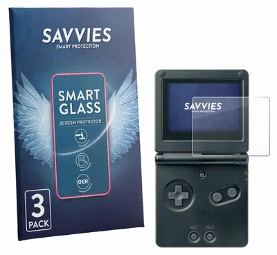 Produktbild von 3x Savvies Schutzglas Folie für Nintendo Gameboy Advance GBA SP 9H Panzer Schutzfolie Glas Displayschutz klar transparent