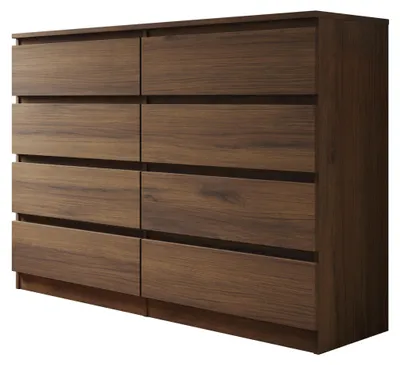 Produktbild von MIRJAN24 Kommode Malwa M8 140, Stilvoll Sideboard mit 8 Schubladen, Schlafzimmer Highboard, Modern Kollektion (Nuss Warmia), KI-generiertes Bild