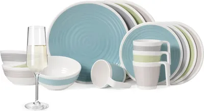 Immagine prodotto di Set di stoviglie da campeggio in melamina per 4 persone Harmonie 16 pezzi + bicchieri Milano Bicchieri da champagne Flûtes Stoviglie Picnic BBQ Cookware