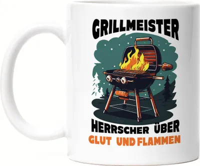 Produktbild von Grillmeister Herrscher über Glut und Flammen Tasse Papa Vatertag BBQ Geschenk