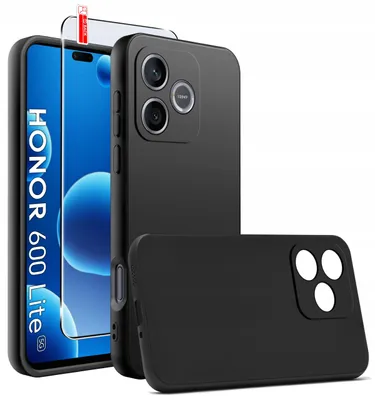 Zdjęcie produktu dla Etui Czarne Matowe Silikon Slim do Honor 600 Lite + SZKŁO 9H