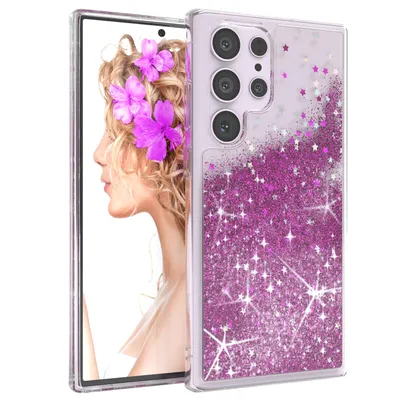 Produktbild von EAZY CASE - Glitzer Hülle kompatibel mit  Samsung Galaxy S23 Ultra Glitzer Schutzhülle, Soft Case, Backcover Transparent mit Motiv
