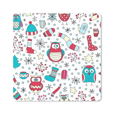 Produktbild von MuchoWow® Mauspad Mousepad Schnittmuster - Eule - Weihnachten 20x20 cm - Mousepads - Maus Mat - Pad - Mausunterlage - Desk Mat - Bureauartikeln