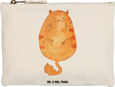 Produktbild von Mr. & Mrs. Panda Kulturbeutel Katze Frühaufsteher Grösse XL Große - Weiß - Geschenk, Kater, Schulmäppchen, Mäppchen, Katzen, kosmetiktäschchen, Kulturtasche, Federmappe