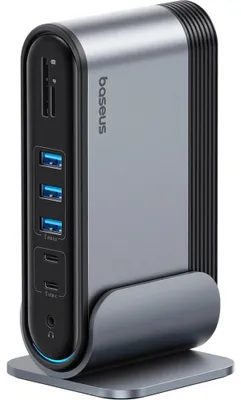 Obrázek produktu pro Nabíjecí stanice Baseus Unionjoy, dokovací stanice s 17 porty, trojí displej, s HDMI, DP, USB-C, SD, konektory pro počítač, USB-A, RJ45, podporou PD, šedá barva