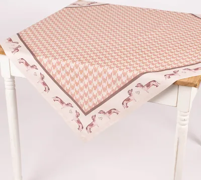 Produktbild von Clayre & Eef Tischdecke Hahnentritt Dackel beige 100x100cm