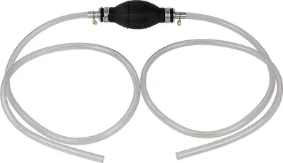 Produktbild von DEMA Absaugpumpe, handbetrieben, für Wasser, Benzin, Diesel, Öl, transparent, aus TPE, TPR, Alu, PVC, L 205 cm, B 4,6 cm, H 4,6 cm, 135g, Schlauchlänge 2x 95 cm, Schlauchdurchmesser außen 10mm / innen 8mm, Balglänge 11,3 cm, Balgdurchmesser 46 mm, kompakt