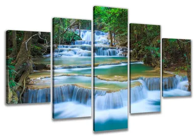 Obrázek produktu pro Obraz na plátně Vodopád 5-dílný 200x100 cm zarámovaný