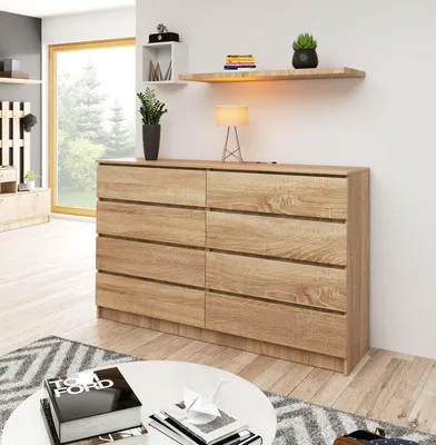 Produktbild von Hochkommode 160cm mit 8 Schubladen Sideboard Schrank Anrichte 99cm hoch