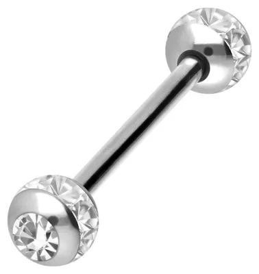 Produktbild von Zungenpiercing, Intim-Piercing Titan Barbell EPOXY-RING-KUGELN + KRISTALLE