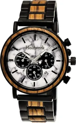 Produktbild von Holzwerk BEILSTEIN Herren Edelstahl & Holz Chronograph mit Datum schwarz weiß