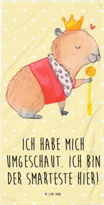 Produktbild von Mr. & Mrs. Panda Handtuch Capybara König - Gelb Pastell - Geschenk, Strandtuch, Lustige Sprüche, Badehandtuch, Großes, Duschtuch, Design