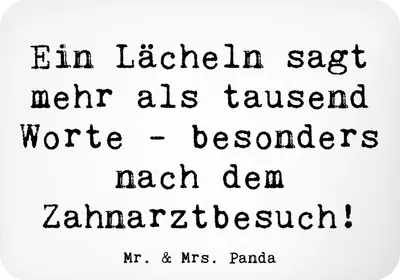 Produktbild von Mr. & Mrs. Panda magnet Spruch Zahnärztin Lächeln - Weiß - Geschenk, Beruf, Zahnarztassistentin, Notizhalter, Zahnbehandlung, Zahnarztpraxis, Kühlschrankmagnet, Berufe