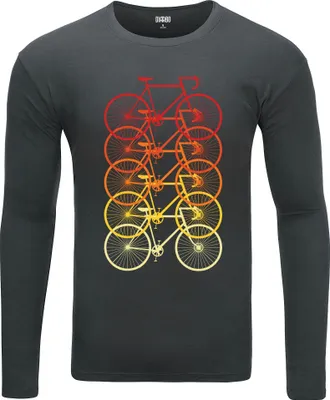 Produktbild von Herren Warm, Langarm-T-Shirt mit Druck Fahrrad Regenbogen Dunkelgrau Gr.S