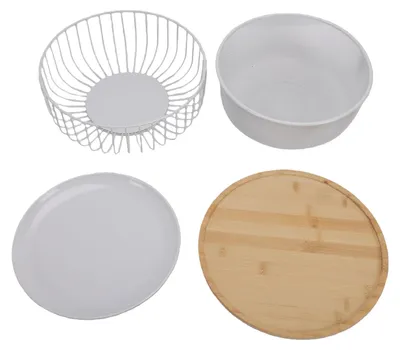 Obstschalen-Set mit Mesh-Deckel, Metall, 2 Stück, 29,5 cm