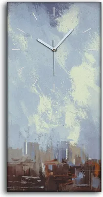 Produktbild von Leinwand Wanduhr Wandkunst Uhr 30x60 Foto Mann schaut auf die Stadt Malerei - weiße Hände