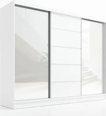 Produktbild von Schwebetürenschrank TOP, 3-türig Schrank 200 cm Kleiderschrank mit Schubladen, und Spiegel