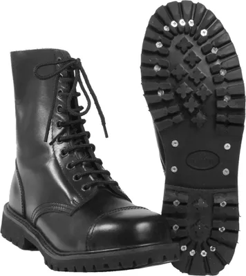 Produktbild von Mil-Tec - Invader 10 Loch Stiefel Boots Schwarz Stahlkappe Leder Schuhe Ranger Größe 40 (UK6)