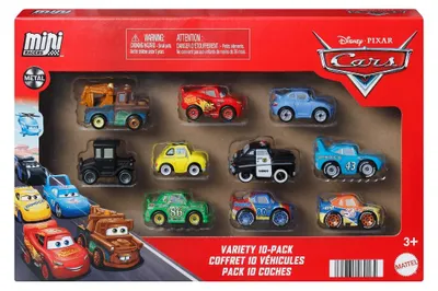 Produktbild von Disney Pixar Cars Mini-Rennautos im 10er-Pack, Set aus 10 Spielzeugautos aus dem Film (Stile können abweichen), Fahrzeug-Set, 3 Jahr(e), Kunststoff, Metall, Mehrfarbig