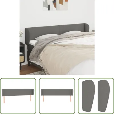 Produktbild von The Living Store Kopfteil mit Ohren Dunkelgrau 203x23x78/88 cm Stoff
